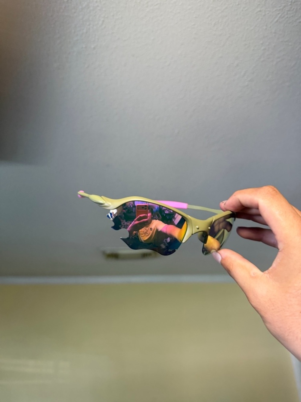 Olive Green and Pink Sport Sunglasses - Lightweight Wraparound Shades oaks